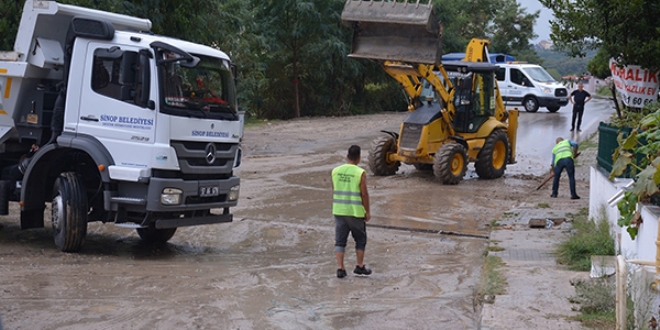 Sinop'ta şiddetli yağmur hayatı olumsuz etkiledi