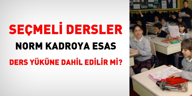 Seçmeli dersler norm kadroya esas ders yüküne dahil edilir mi?
