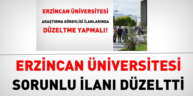 Erzincan Binali Yldrm niversitesi, O ilan dzeltti