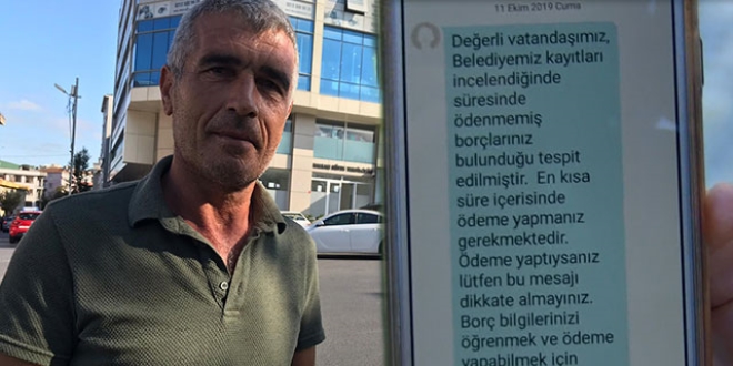 SMS ile 'icra' uyarısına tepki; Belediyeye akın etttiler