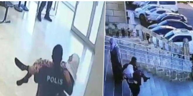 Polis memuru, 85 yaşındaki kadını kucağında taşıdı