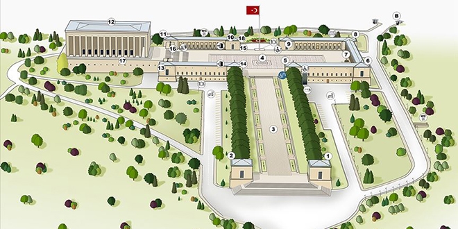 Anıtkabir'de illüstrasyon haritalar ziyaretçilere yol gösteriyor