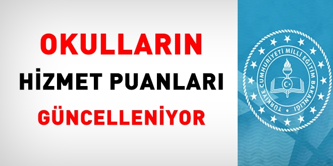 Okulların hizmet alanları ve puanları güncelleniyor