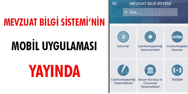 Mevzuat Bilgi Sistemi'nin mobil uygulamas yaynda