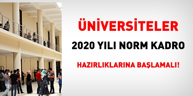 niversiteler, 2020 yl norm kadro hazrlklarna balamal!