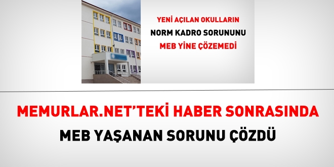 Yeni açılan okulların norm kadro sorunu çözüldü