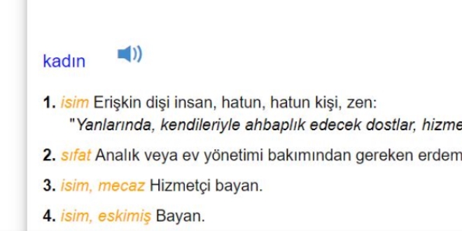 TDK sözlüğündeki 'kadın'la ilgili ifadelere tepki