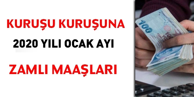 300 kadro ve pozisyon zelinde, 2020 yl Ocak ay net maa ve cretleri