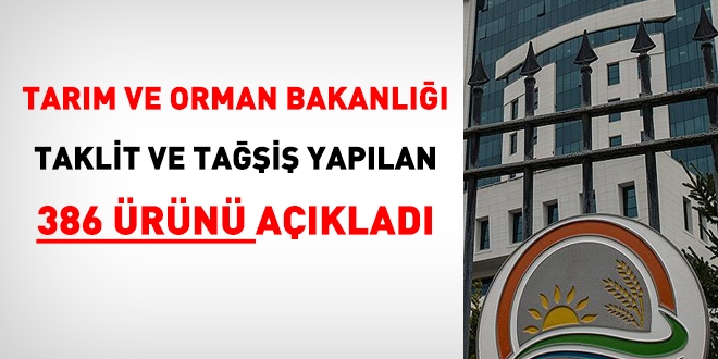 Bakanlık, taklit ve tağşiş yapılan 386 ürünü açıkladı