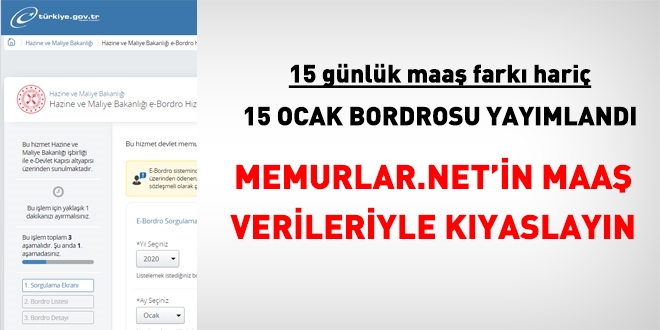 15 Ocak 2020 maa bordrosu yaymland. Kyaslayn