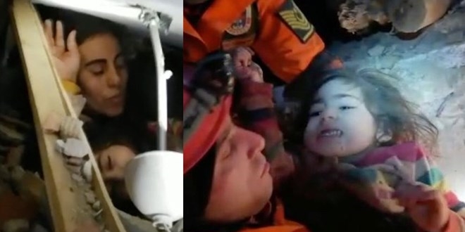 23 saat sonra bir mucize! Kucağında çocuğuyla kurtarıldı
