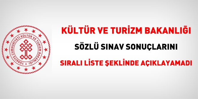 Kültür ve Turizm Bakanlığı sözlü sınav sonuçlarını sıralı liste şeklinde açıklayamadı