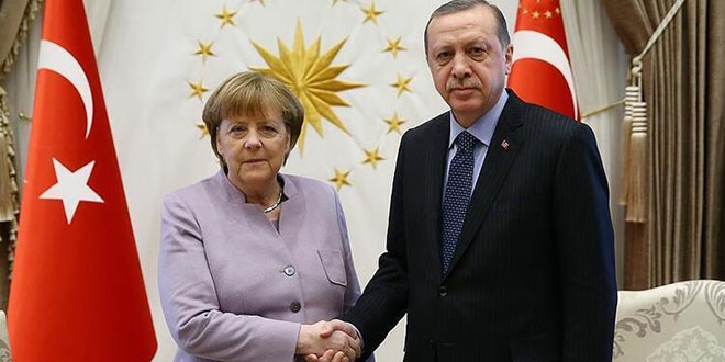 Erdoan, Merkel ile 'Suriye ve Libya'y grt