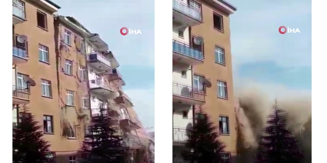 Tam o an! Hasarlı bina böyle yıkıldı...