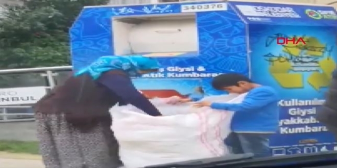 Giysi kumbarısını akılalmaz yöntemle boşalttı; o anlar kamerada