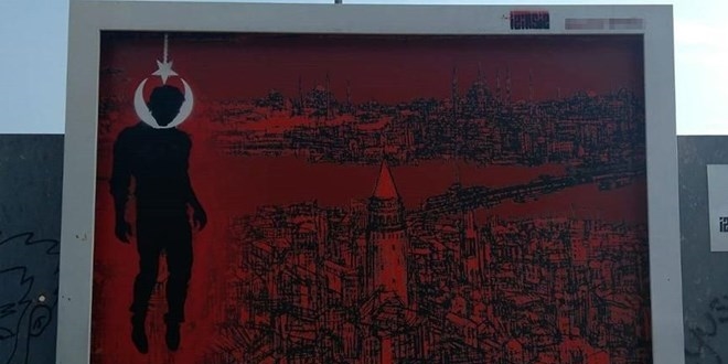 Reklam panosuna figür çizen şüpheli tutuklandı