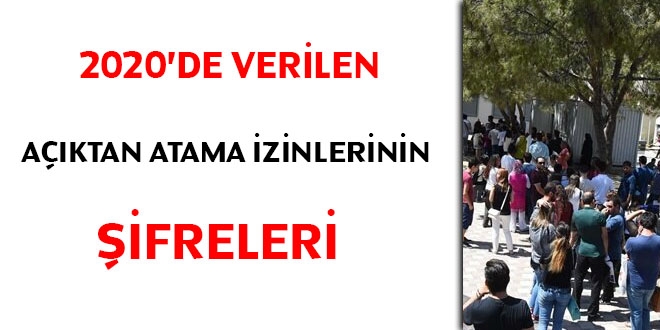 2020'de verilen açıktan atama izinlerinin şifreleri