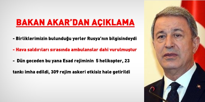 Akar: Rejimin 5 helikopter, 23 tankı vuruldu