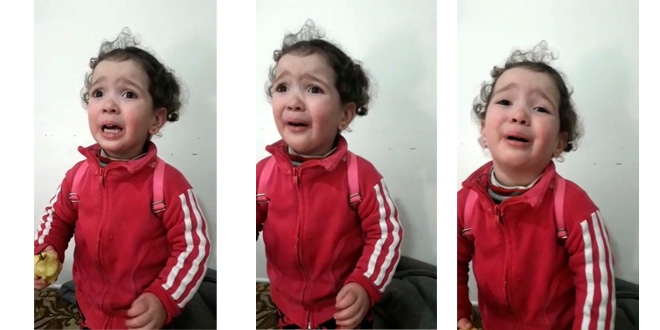 Küçük kızın bomba sesinden korktuğu anlar yürek sızlattı