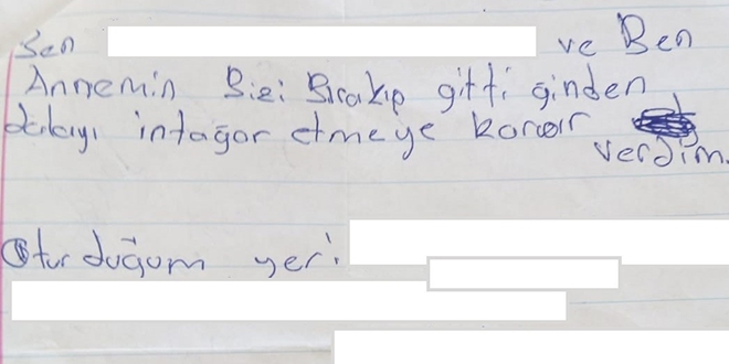 Polis ekipleri buldukları intihar mektubu ile çocuğu kurtardı