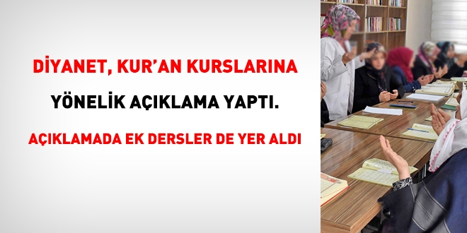 Kur'an Kurslarında eğitimlere ara verildi. Ek ders ödenmeyecek