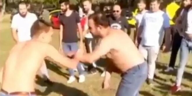 'Evde kalın' uyarısına rağmen ormanda güreş tuttular