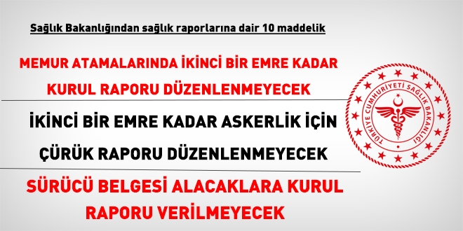 Sağlık Bakanlığından sağlık raporlarına dair 10 maddelik genelge