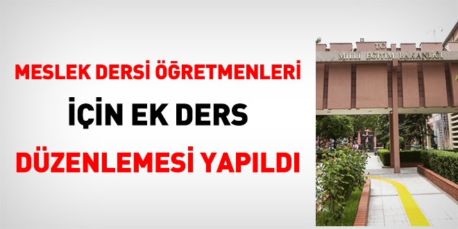 Meslek dersi öğretmenleri için ek ders düzenlemesi