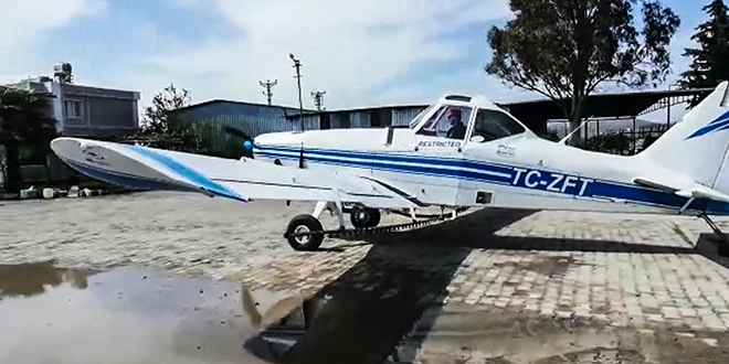 Hatay'da ilaçlama uçağıyla havadan dezenfektan sıkıldı