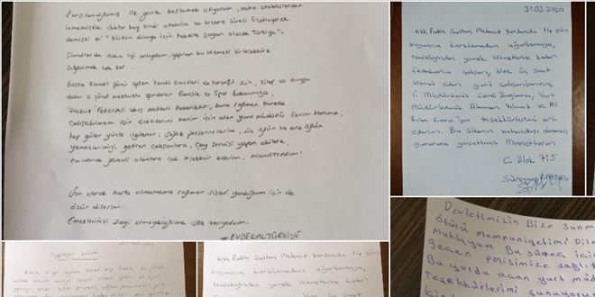 Karantina yurtlarında kalanlardan teşekkür mektubu