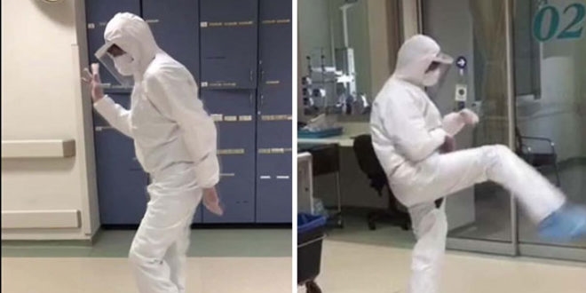 Hastasında iyileşme gören doktorun danslı sevinci