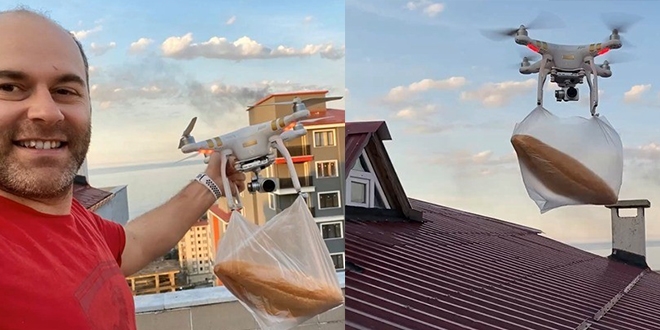 Ekmeğini bakkaldan drone aldırdı