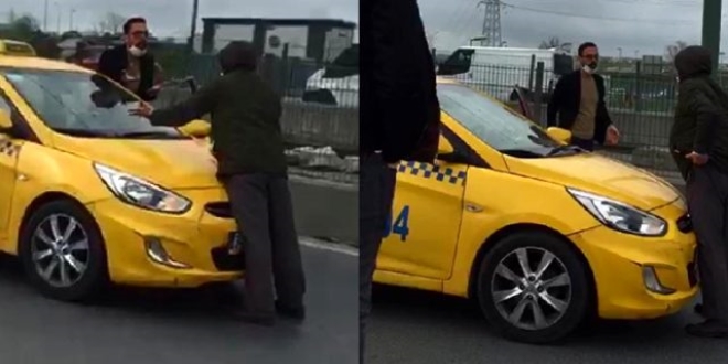 Minib�s bekleyen vatanda�, i�inde gelinini g�rd��� taksinin �n�ne yatt�