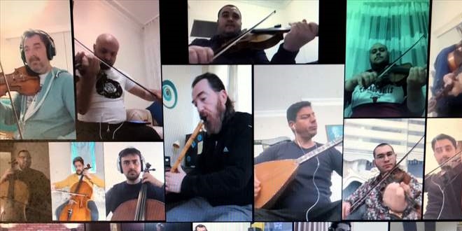 Sanat��lar 'Hat�ran Yeter' �ark�s�yla 'Evde kal' mesaj� verdi