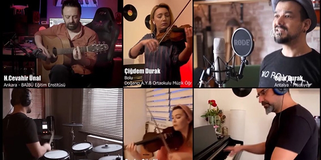 Öğretmenler, evlerde orkestra kurarak müzik kanalı açtı