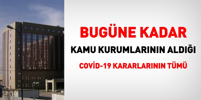 Bugüne kadar, kurumlar tarafından alınan Covid-19 kararları (48 sayfalık arşiv)