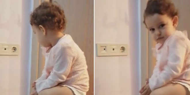 Babasını göremeyen minik Hüma, kapıda nöbet tuttu