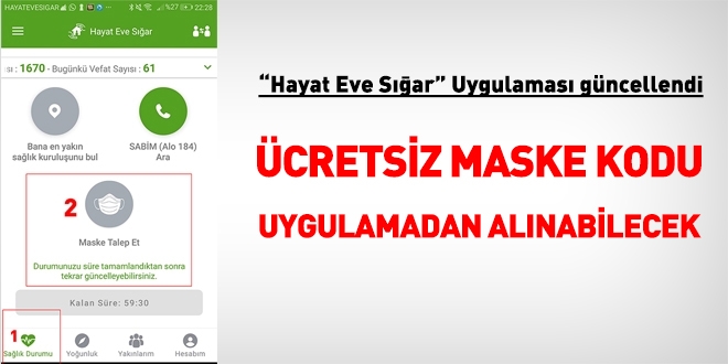 'Hayat Eve Sığar'a güncelleme geldi. Maske kodu uygulamadan alınabilecek