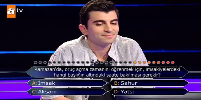 Kim Milyoner Olmak İster'de İftarın akşam ezanında yapıldığını bilemedi!