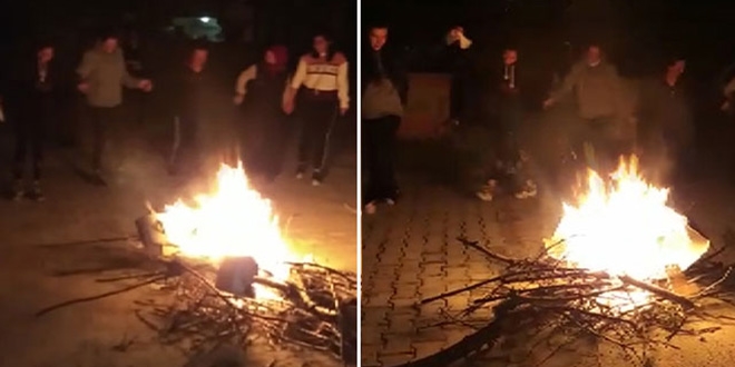 Sokakta ateş yakıp, sosyal mesafesiz hıdırellez kutladılar