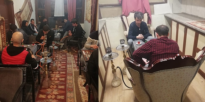 Salgına rağmen nargile partisine polis baskını