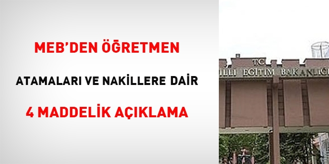 MEB'den öğretmen atamaları ve nakillere dair 4 maddelik açıklama