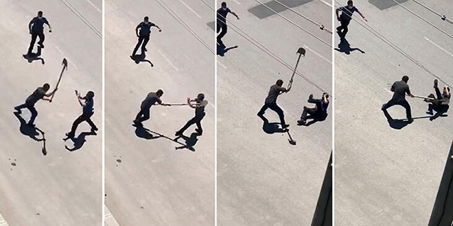 Polisin başına kürekle vuran şahıs gözaltına alındı