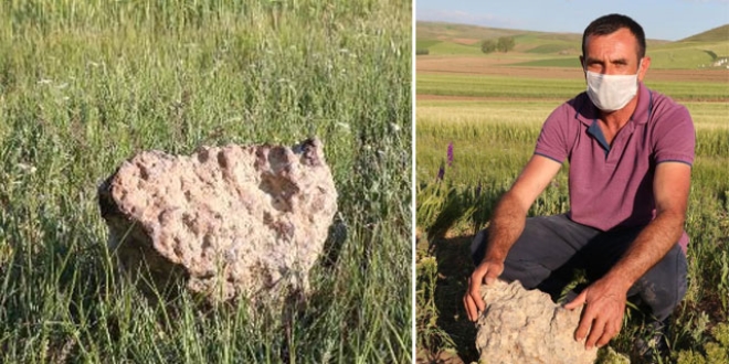 Tarlada bulduğu 'gök taşını' satılığa çıkardı