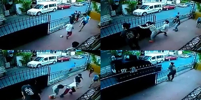 Top oynayan çocuklar polisi görünce böyle kaçtı