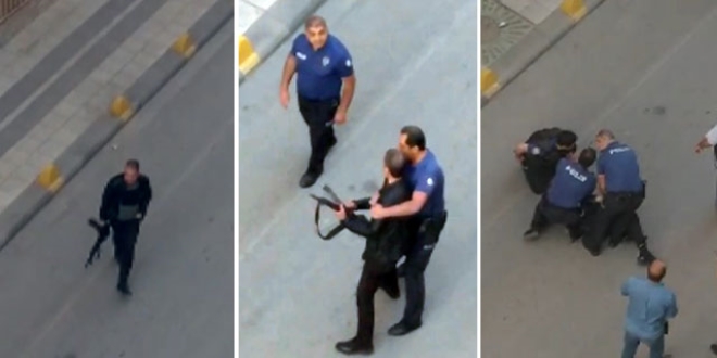 Polis eli tüfekli saldırganı böyle etkisiz hale getirdi
