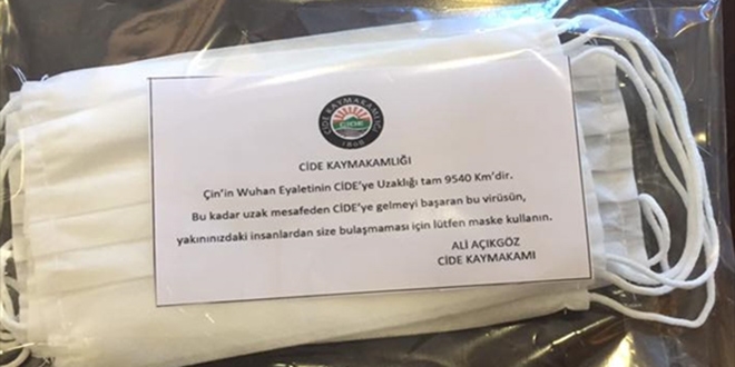 Kaymakamdan vatandaşlara maske takmaları için anlamlı not