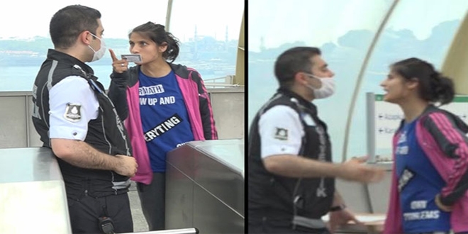 Metroya maskesiz binmek isteyen kadın ortalığı birbirine kattı
