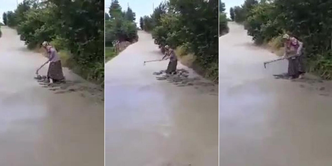 Yola dökülen betonu tahrip eden kadına soruşturma