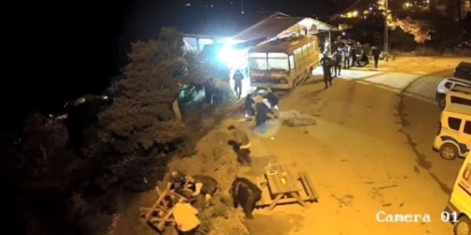 Piknik masası devrildi iki kişi uçuruma böyle yuvarlandı